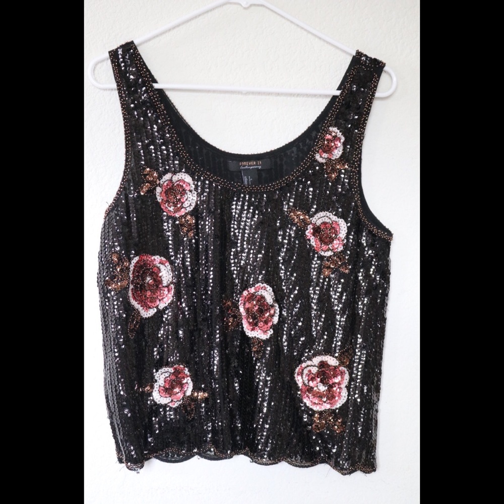 Floral Sequin Tank Top